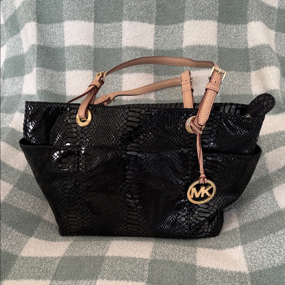 Michael Kors Black Snake Print Tote